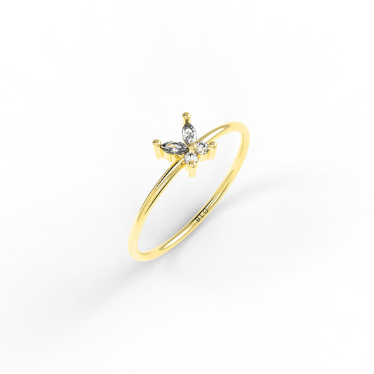 Marquise Butterfly Ring 14K Solid Gold
