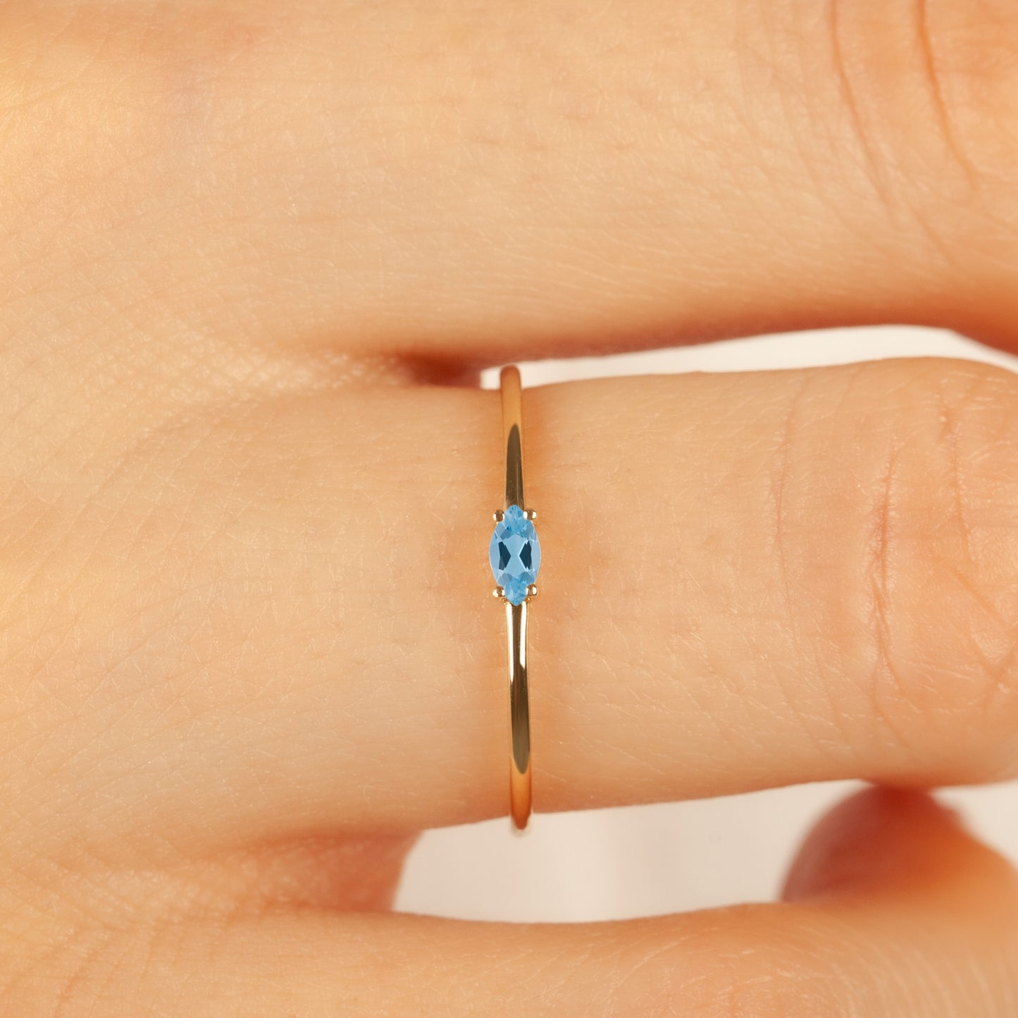 Basic Marquise Aquamarine Ring 14K Solid Gold