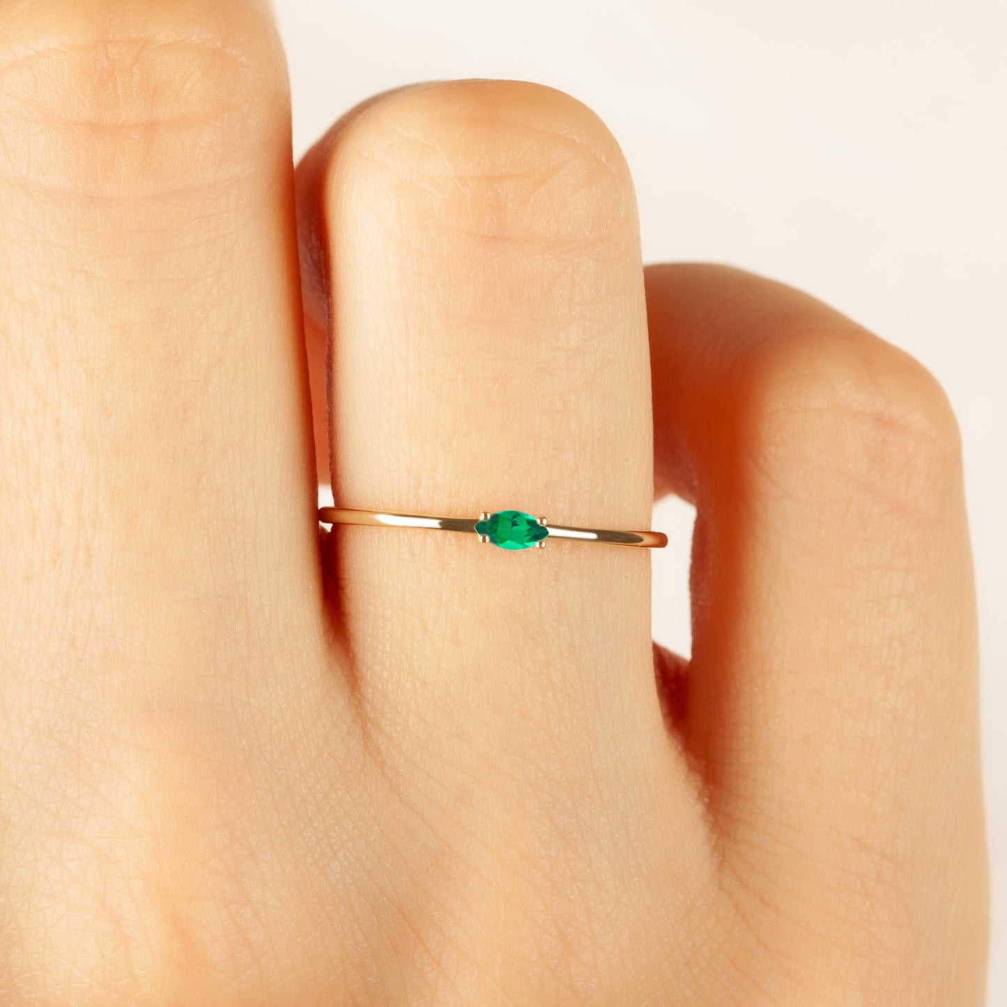 Basic Marquise Emerald Ring 14K Solid Gold