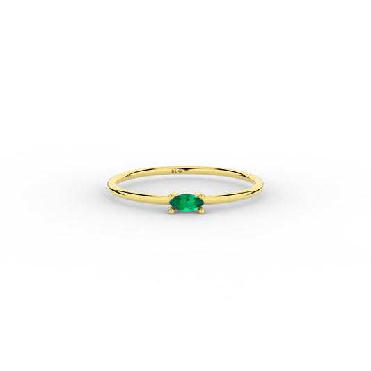 Basic Marquise Emerald Ring 14K Solid Gold