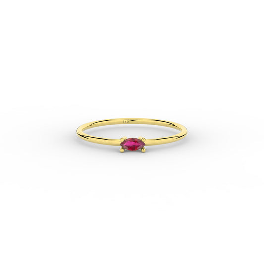 Basic Marquise Ruby Ring 14K Solid Gold