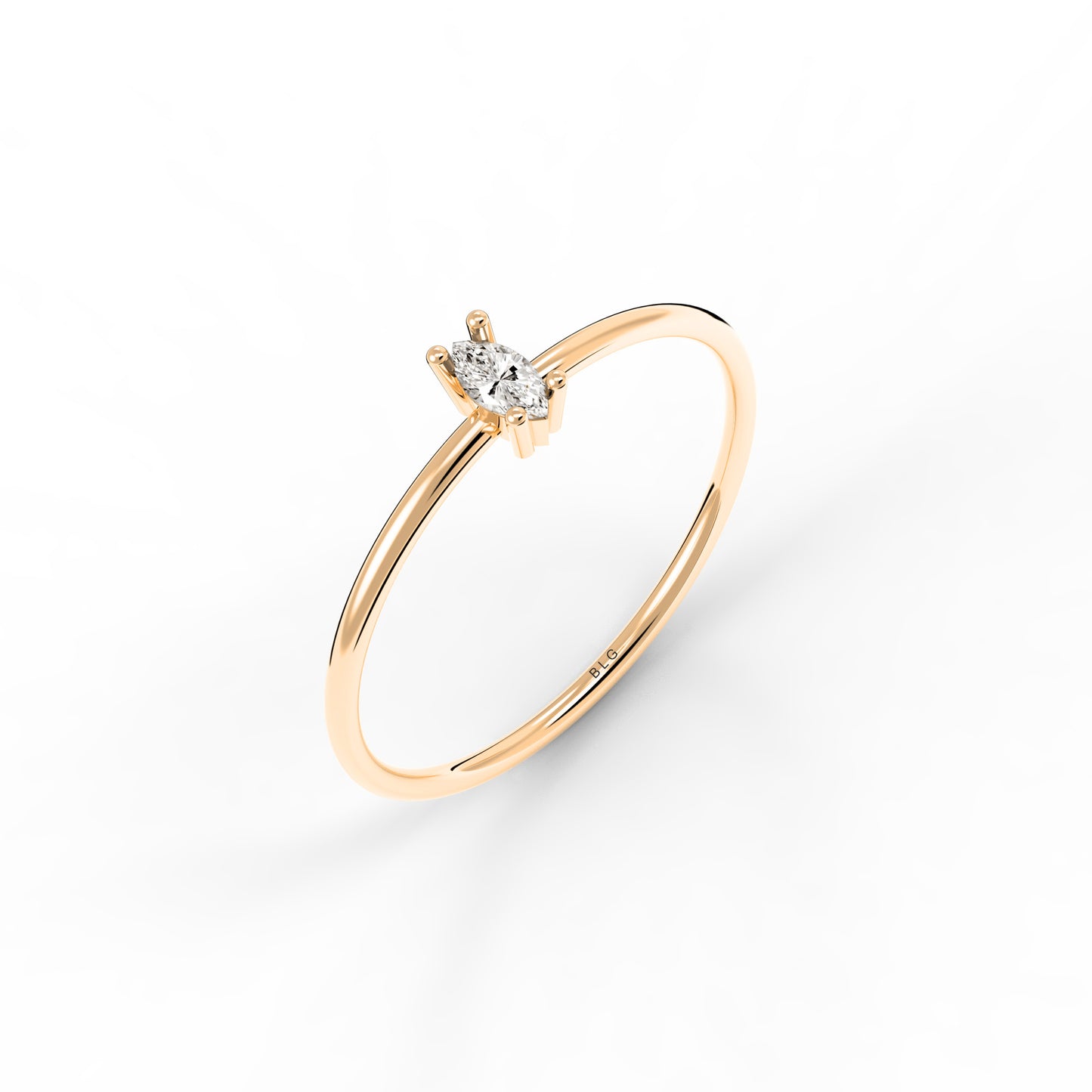 Marquise Solitaire Ring 14K Solid Gold