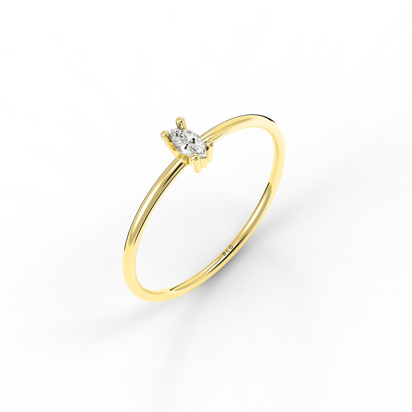 Marquise Solitaire Ring 14K Solid Gold