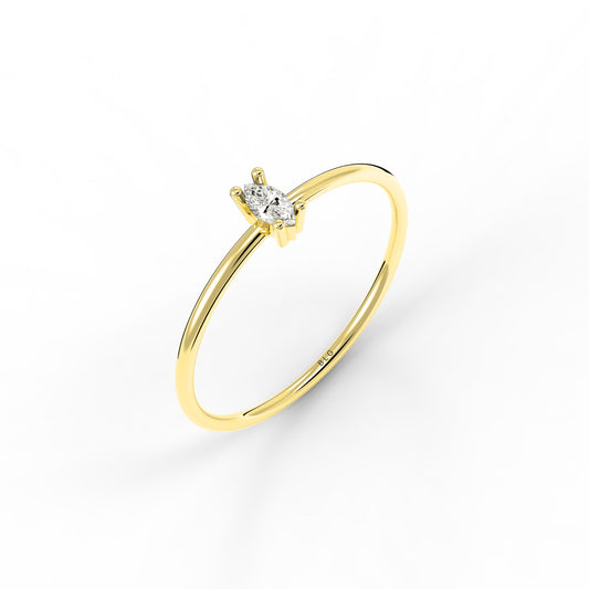 Marquise Solitaire Ring 14K Solid Gold