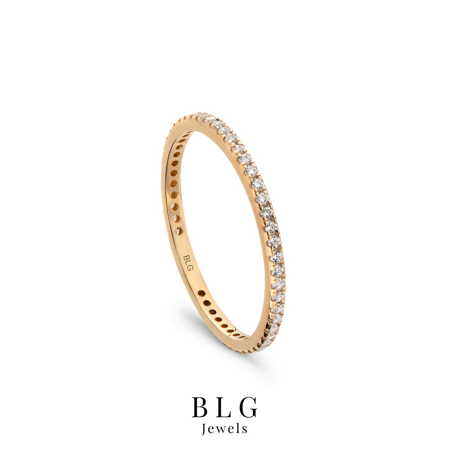 Rose Gold Solid Micro Pave Eternity Band