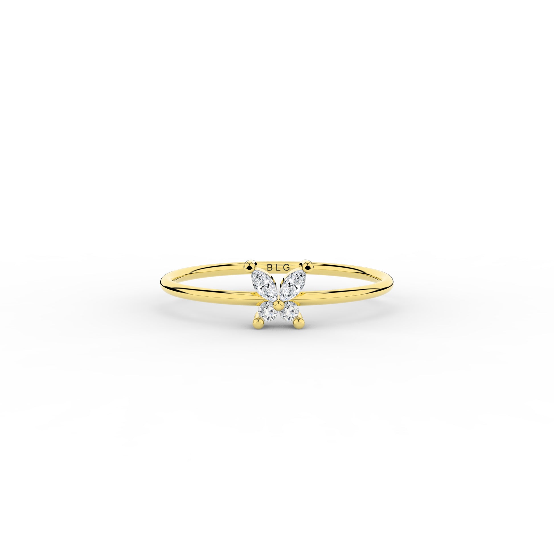 Solid Gold Butterfly Wings Delicate Ring