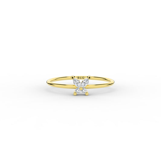 Solid Gold Butterfly Wings Delicate Ring