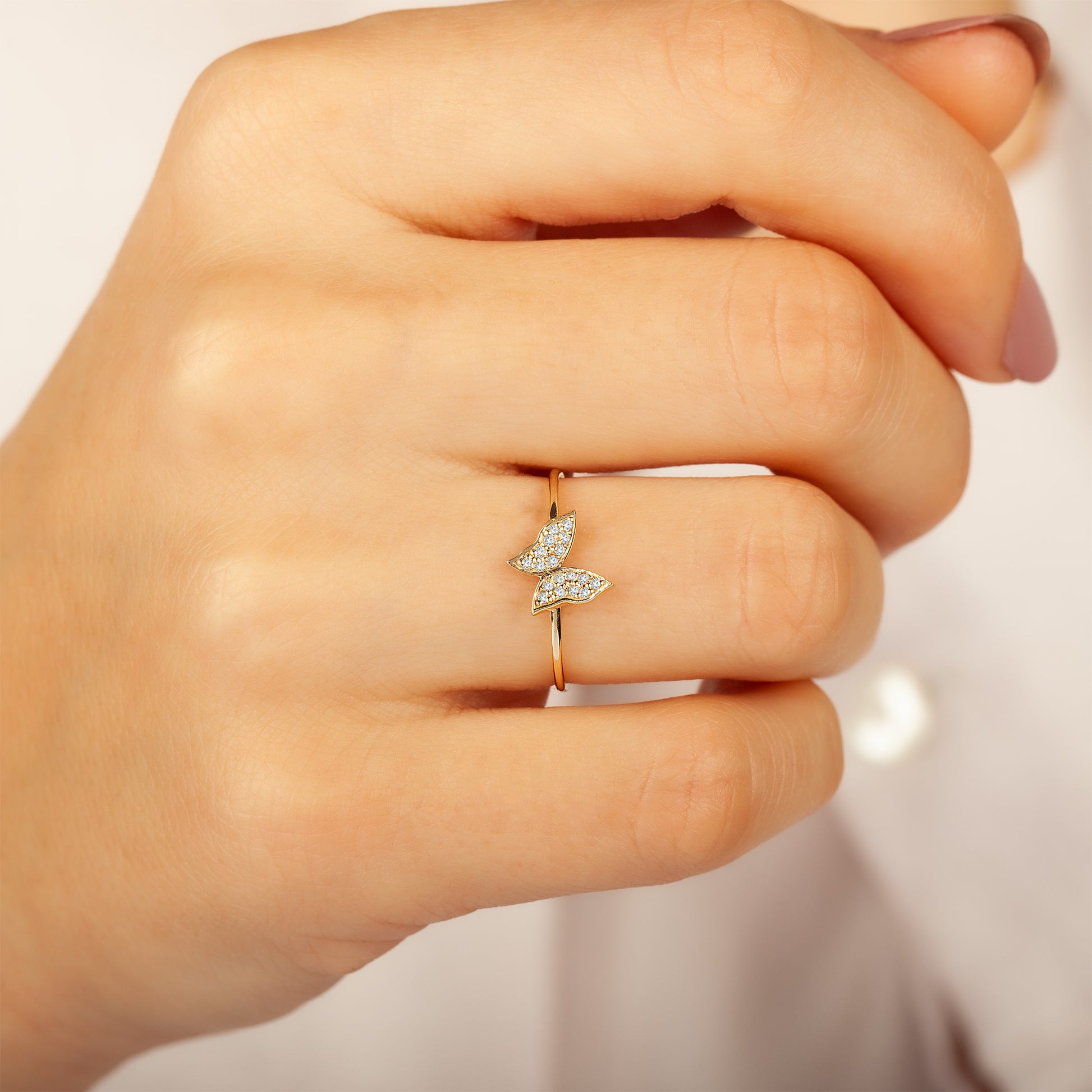 Solid Gold Butterfly Ring