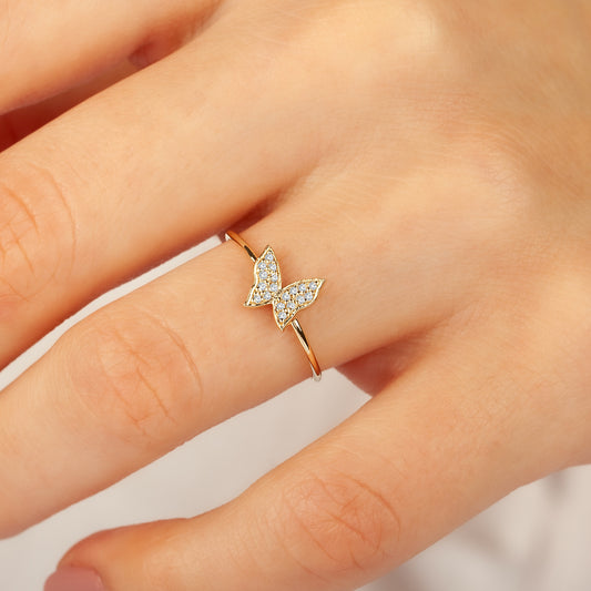 Solid Gold Butterfly Ring