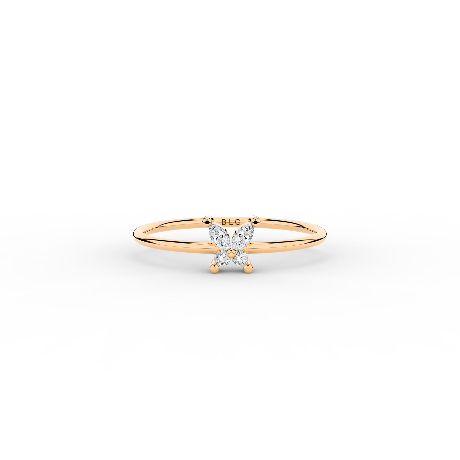 Solid Gold Butterfly Wings Delicate Ring