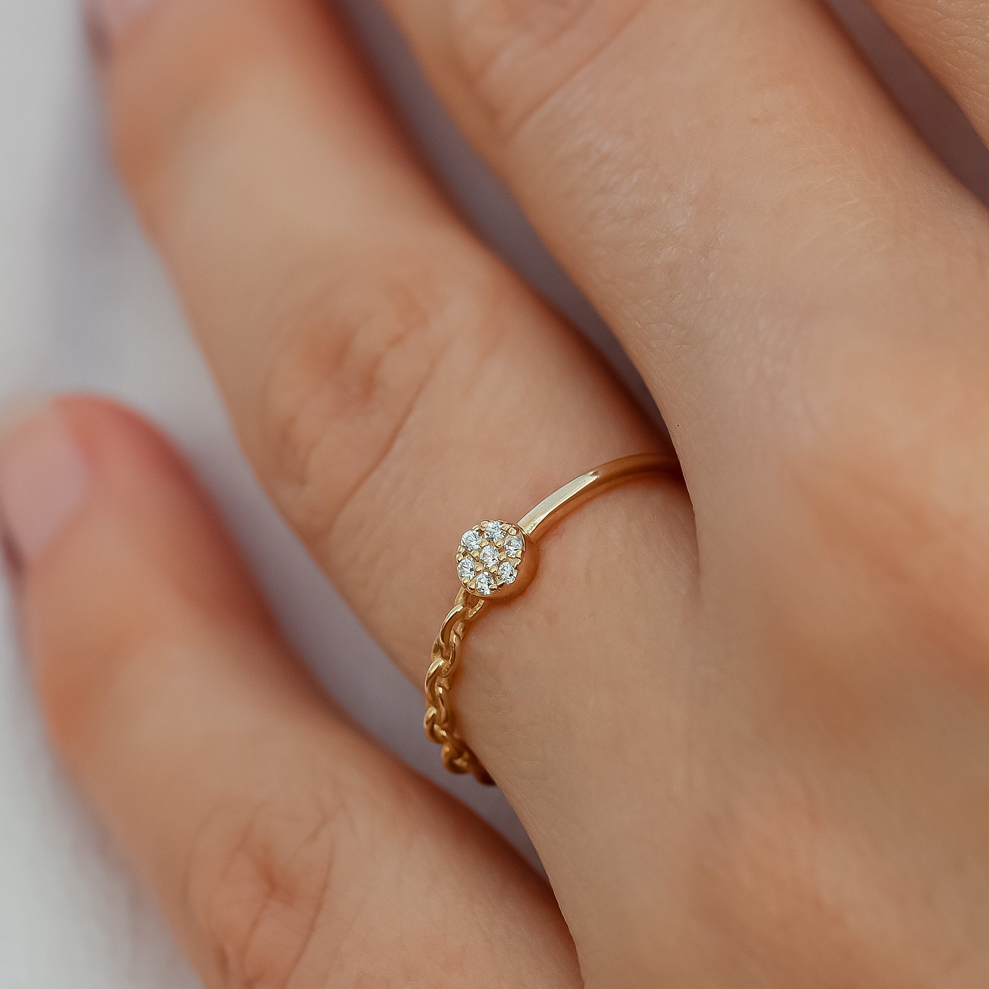 Solid Gold Chain Link Dainty Rings