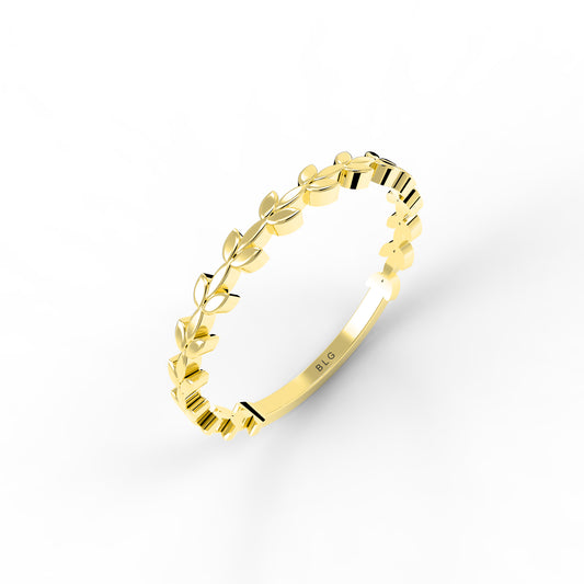 Solid Gold Laurel Leaf Band