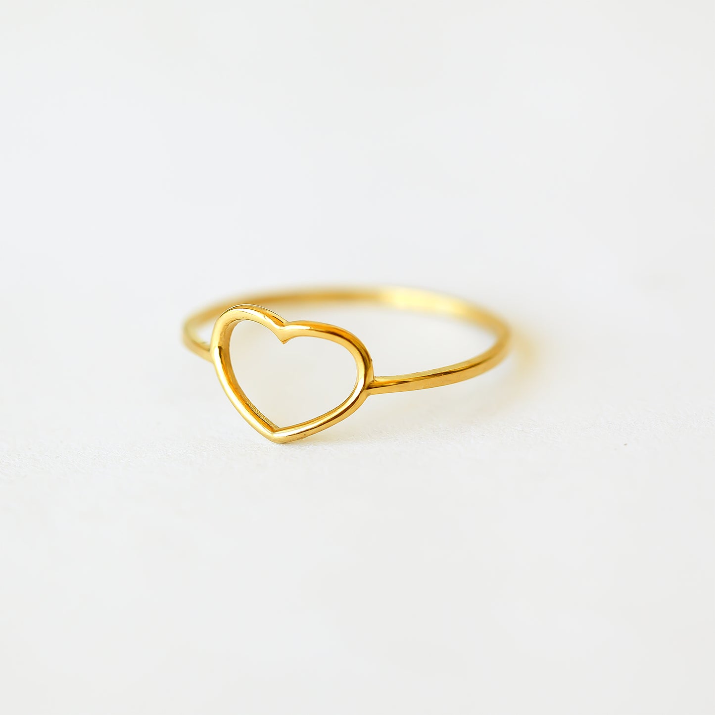Solid Gold Open Heart Ring