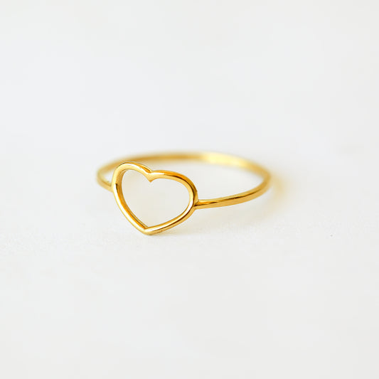 Solid Gold Open Heart Ring
