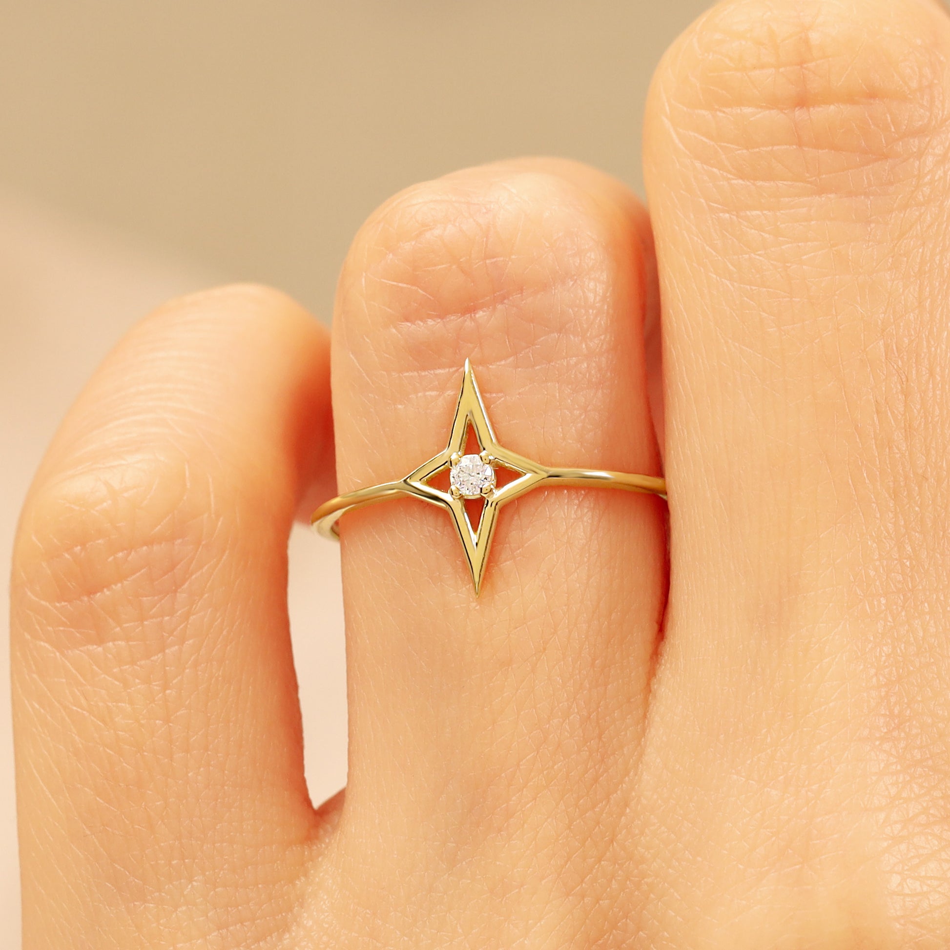 Solid Gold Open Star Dainty Ring BLGJewels