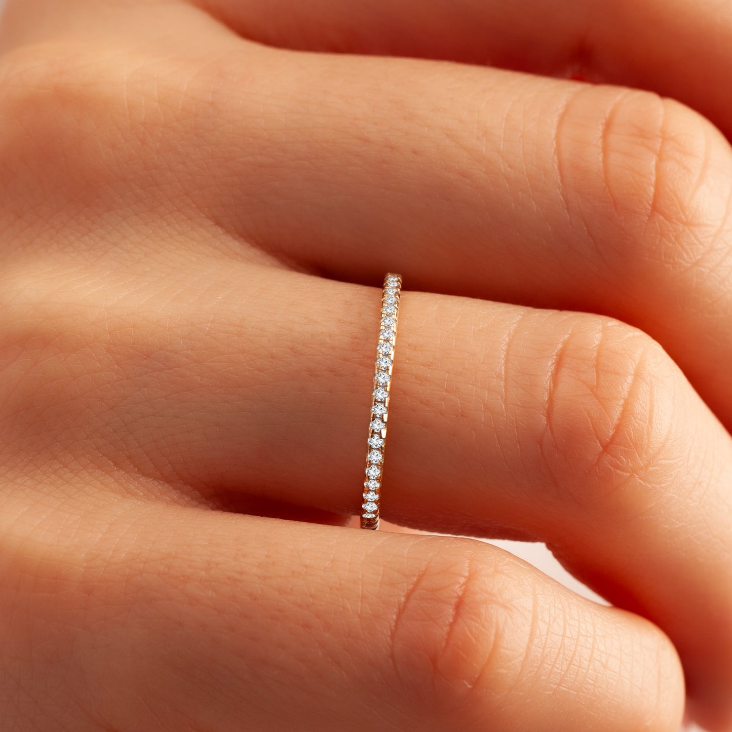 Gold Solid Micro Pave Eternity Band