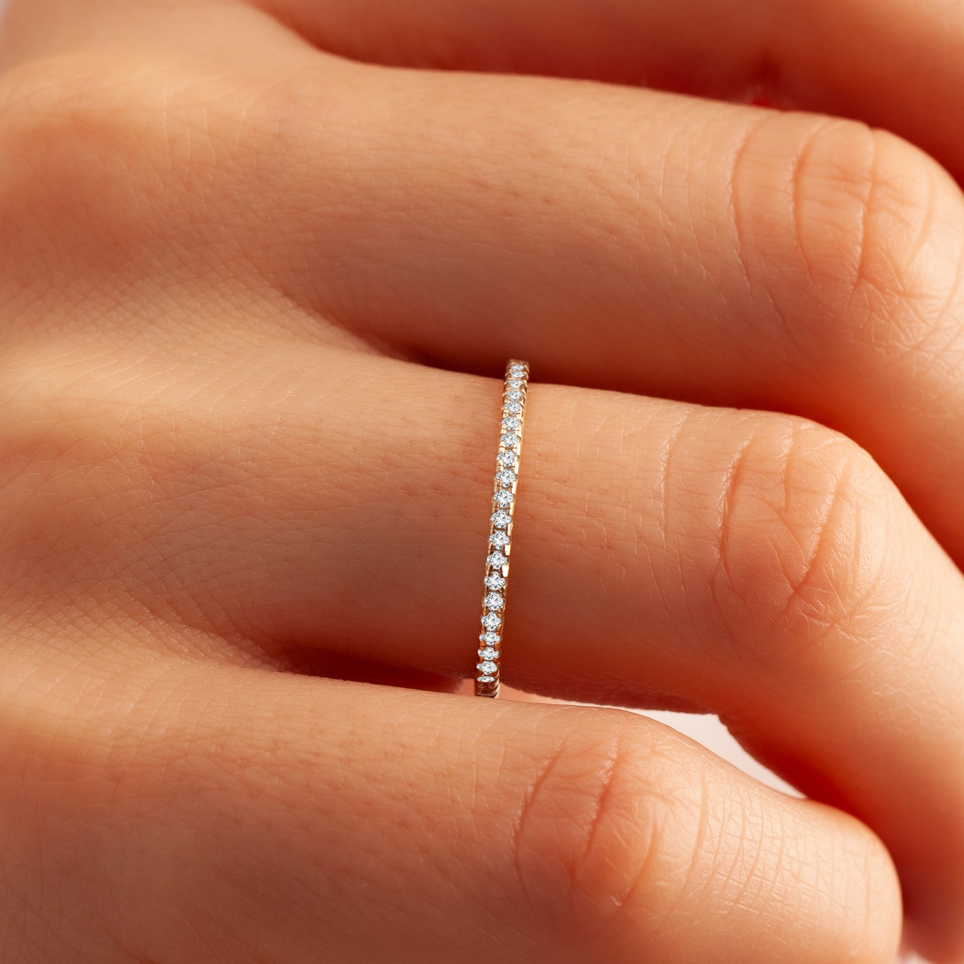 Gold Solid Micro Pave Eternity Band