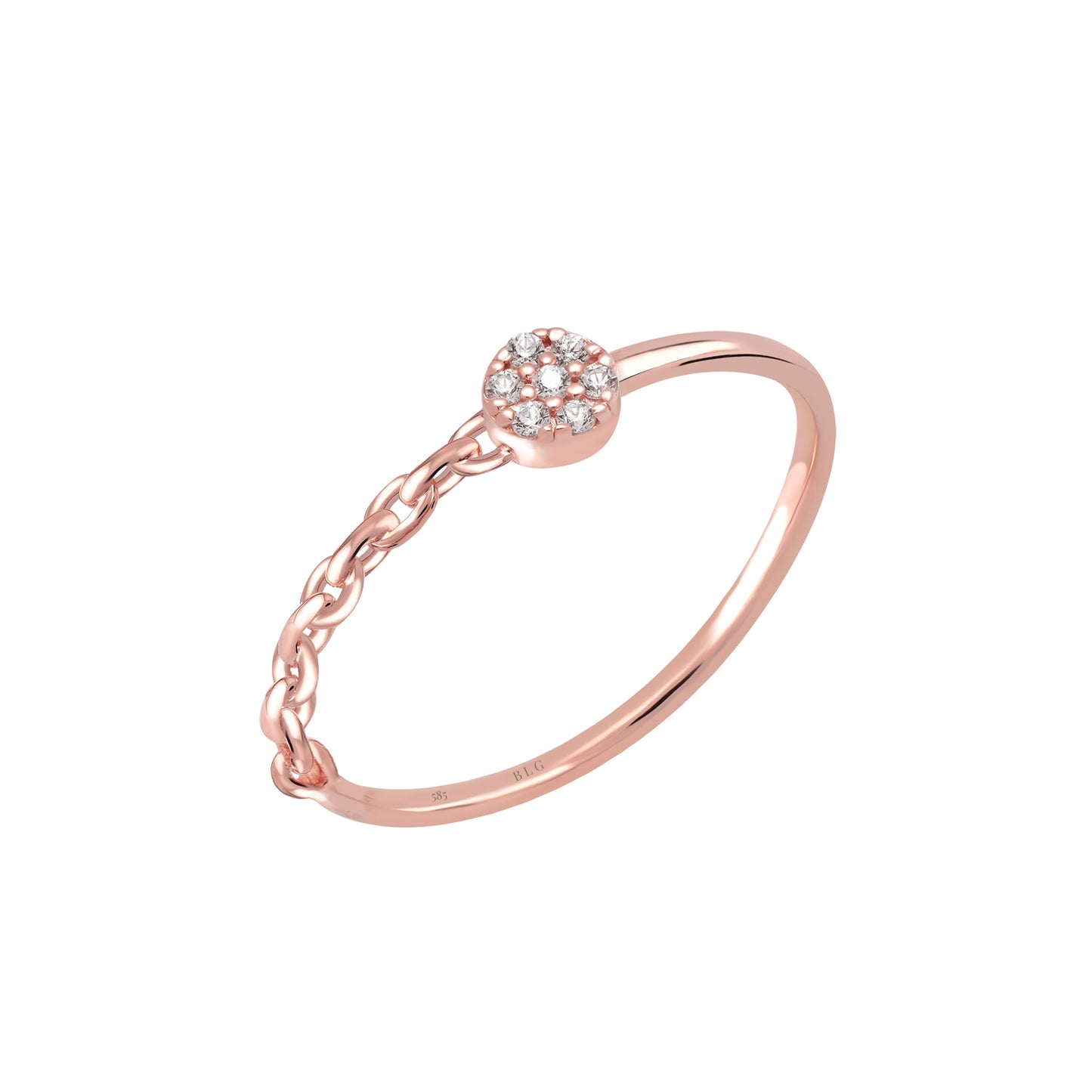 Solid Rose Gold Chain Link Dainty Ring
