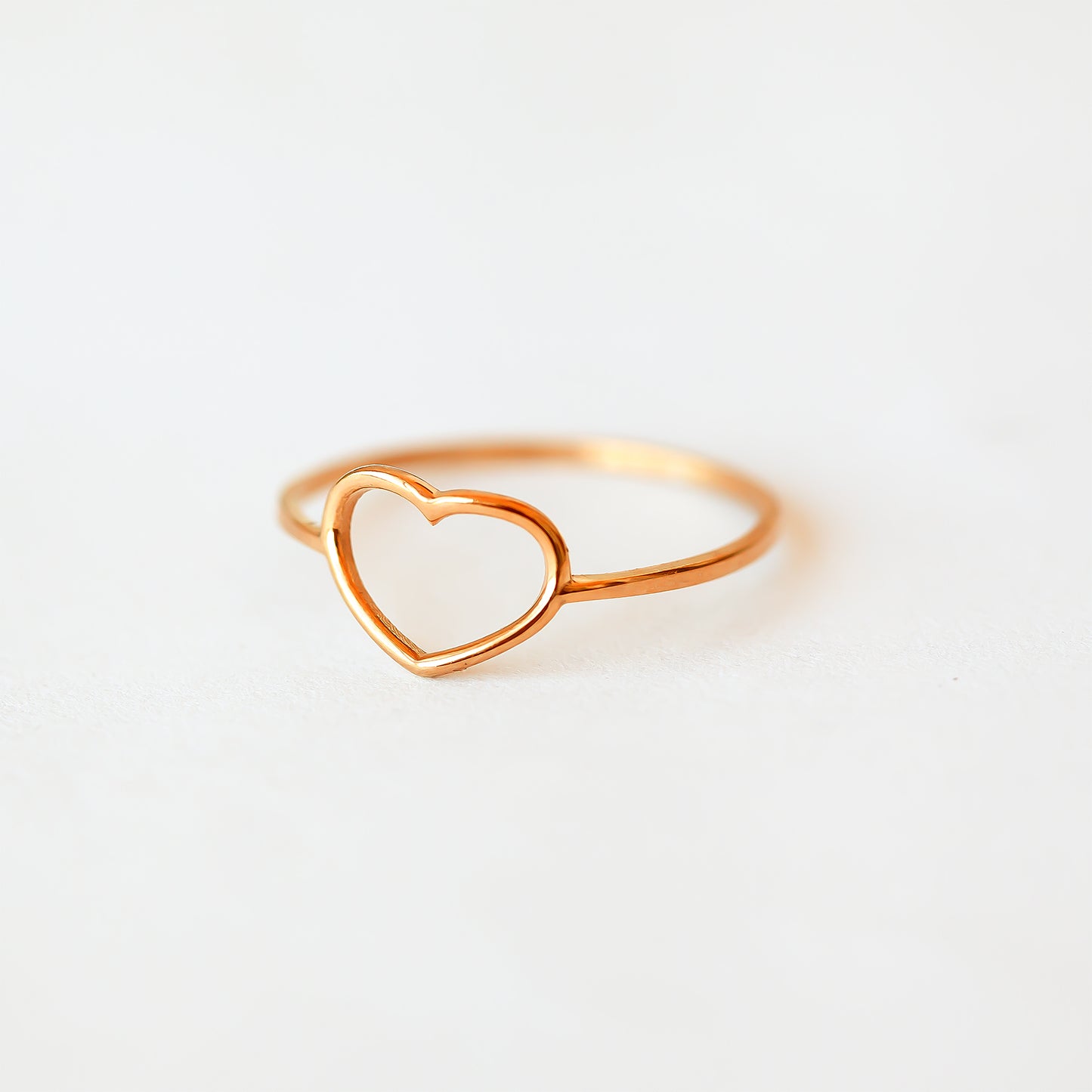 Solid Rose Gold Open Heart Ring