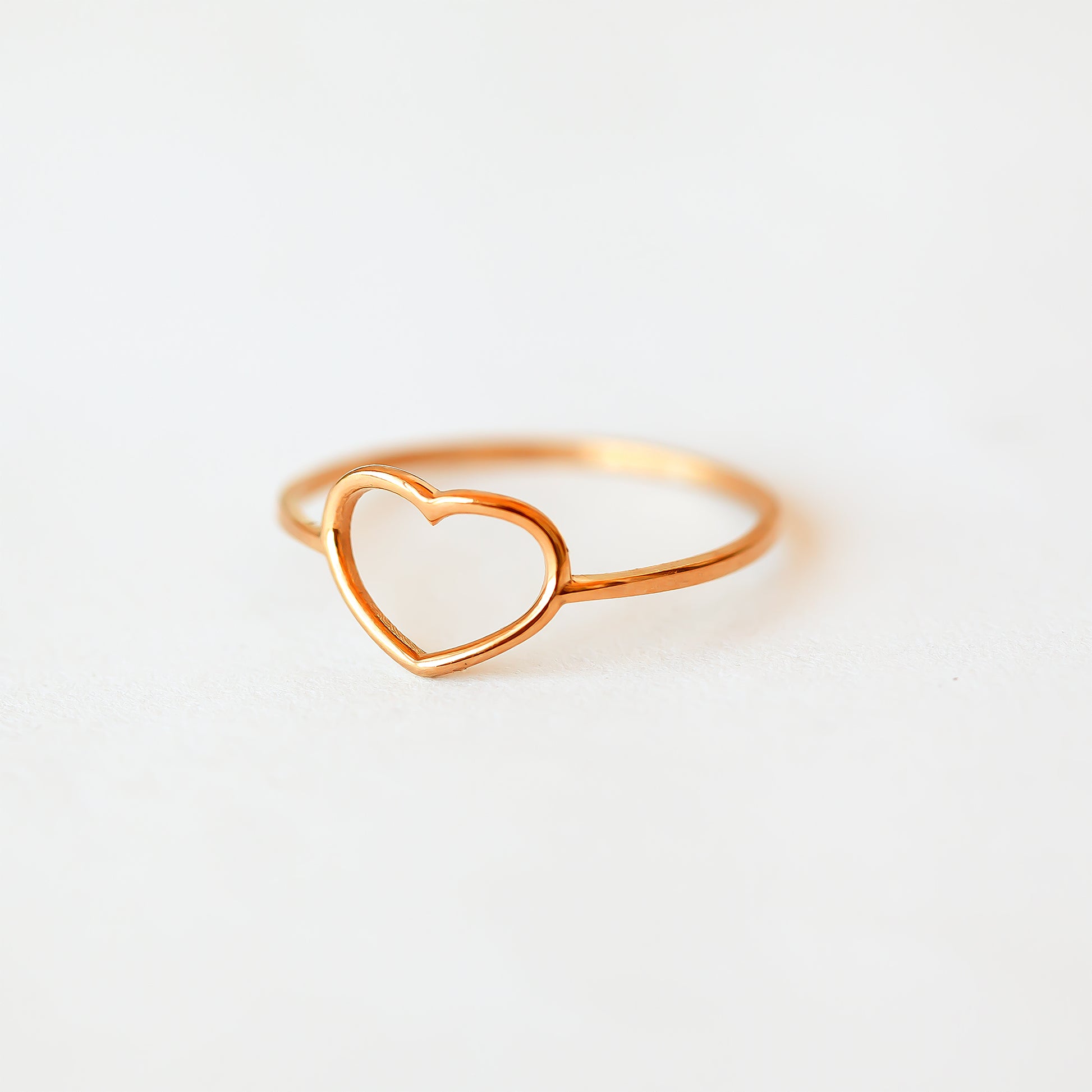 Solid Rose Gold Open Heart Ring