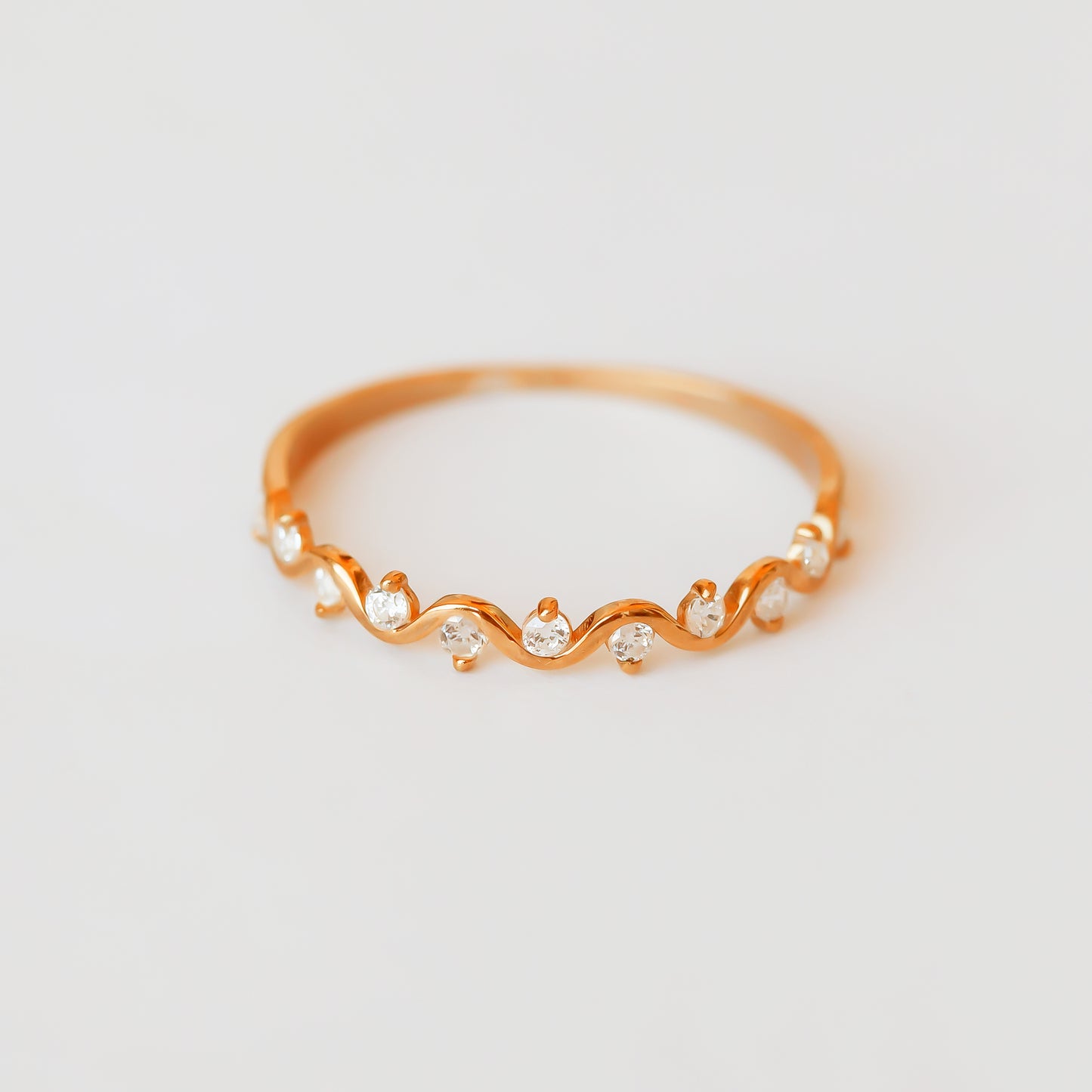 Solid Rose Gold Wave Dainty Ring