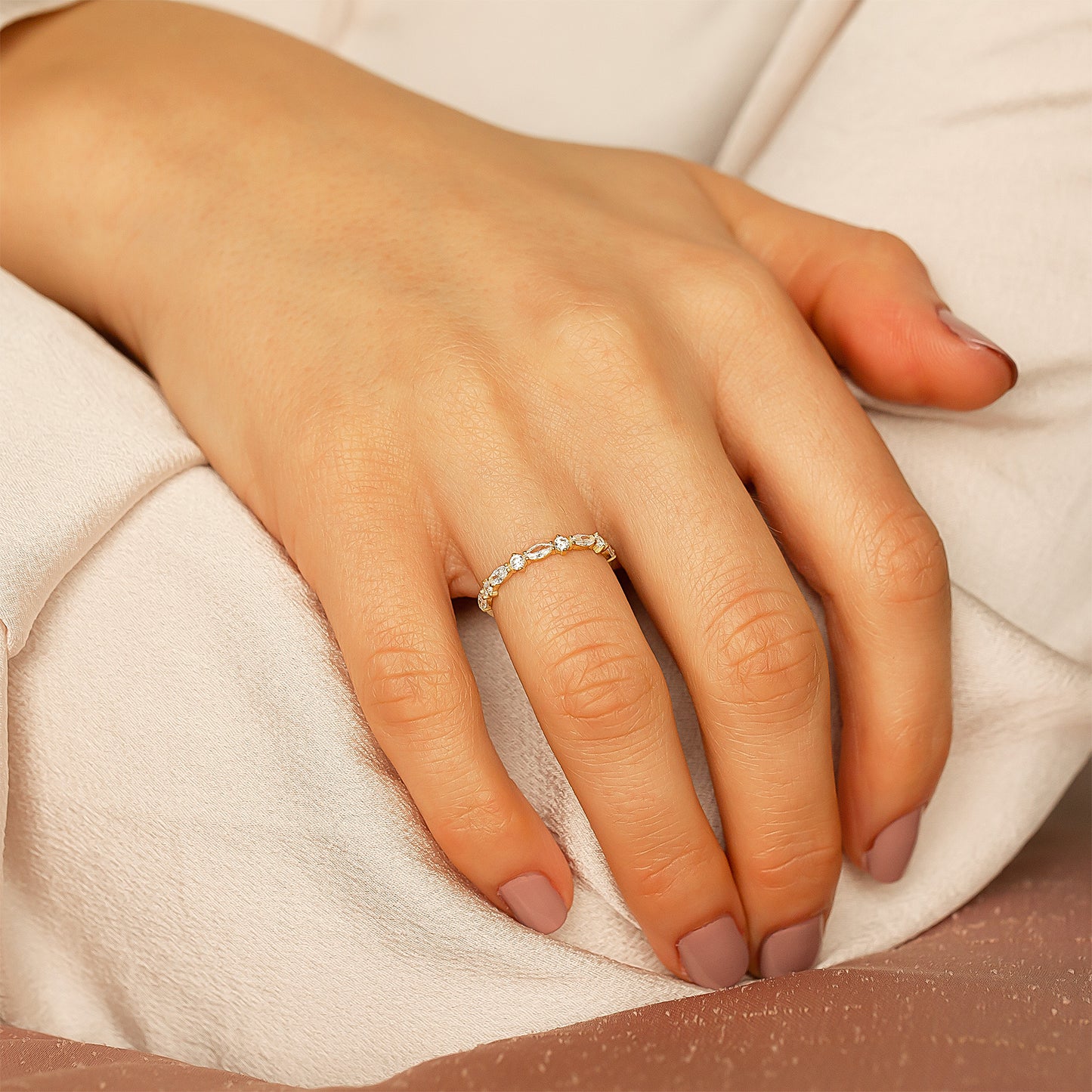 Marquise Band Ring in 14K Solid Gold