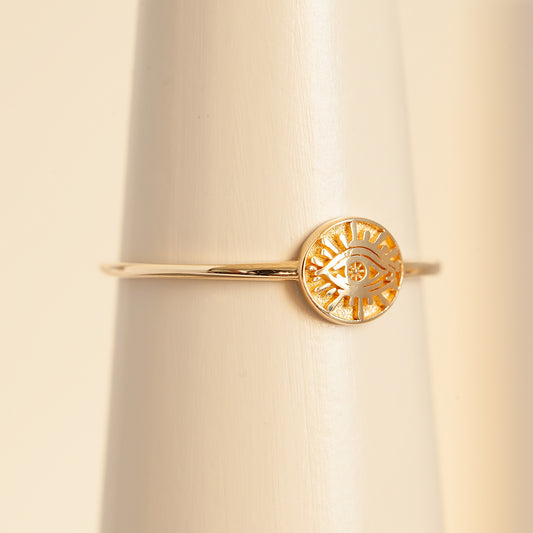 14K Evil Eye Ring in Solid Gold