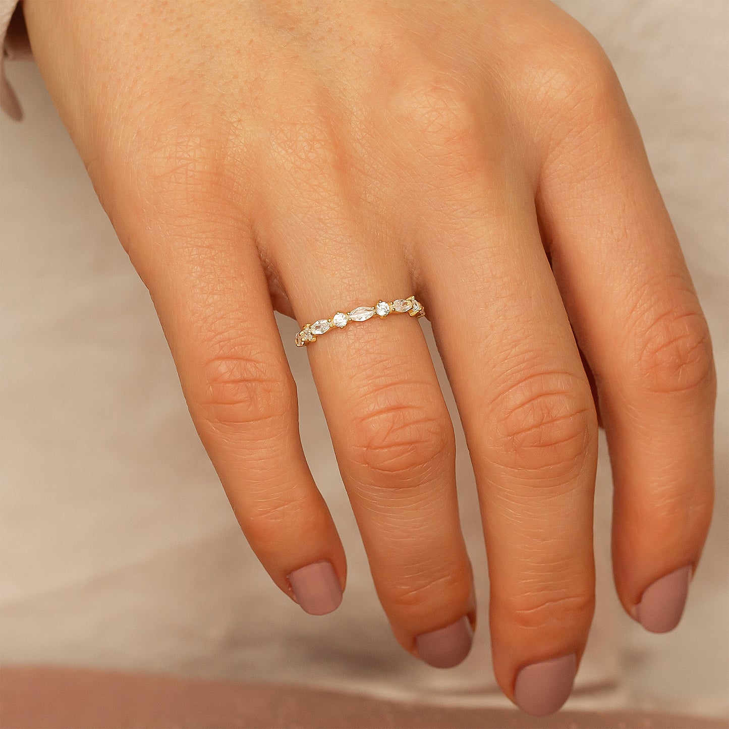 Marquise Band Ring in 14K Solid Gold