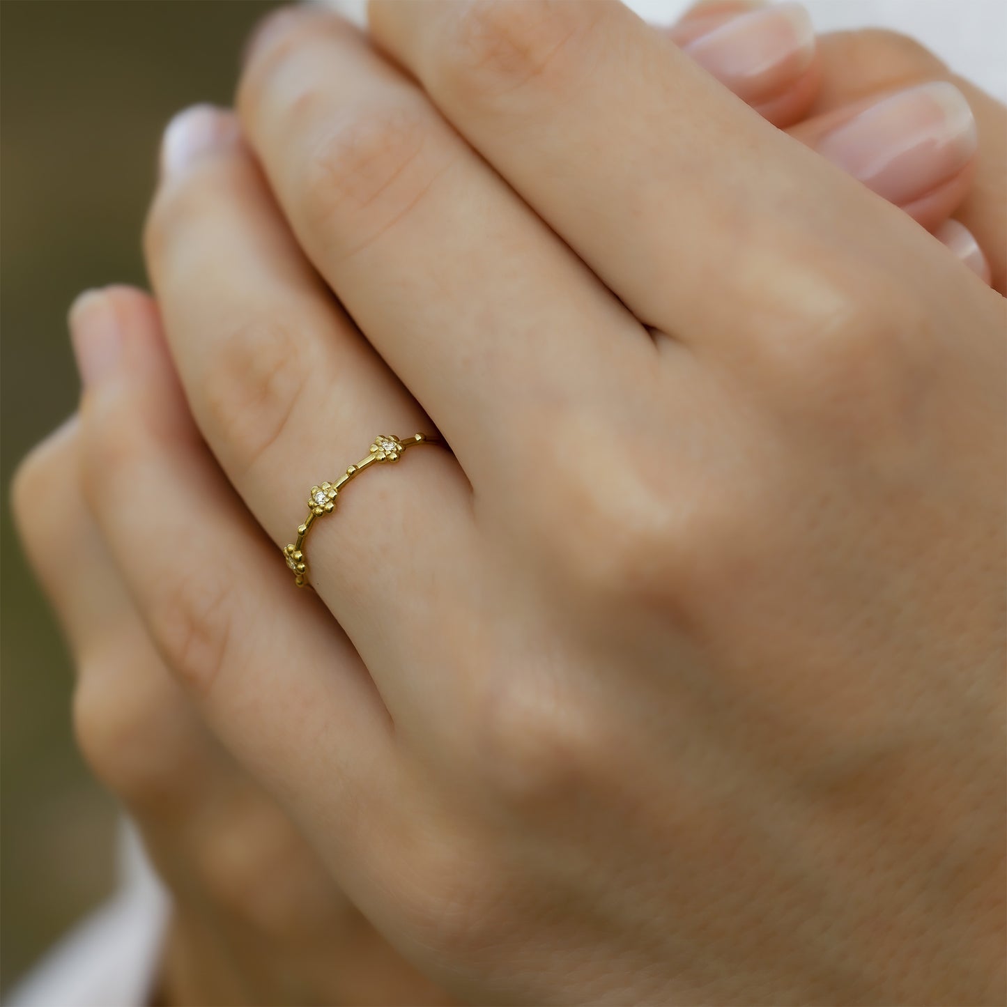 Tiny Flower Ring in 14K Solid Gold