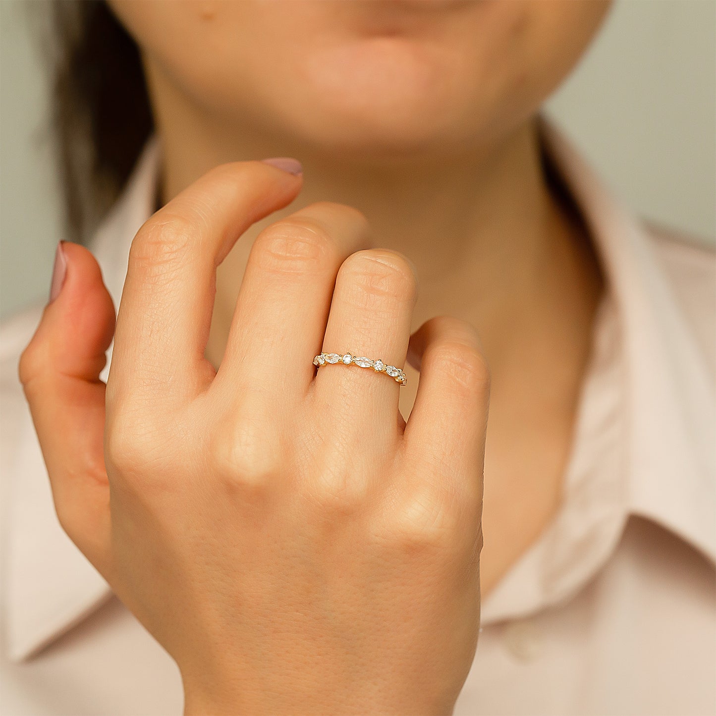 Marquise Band Ring in 14K Solid Gold