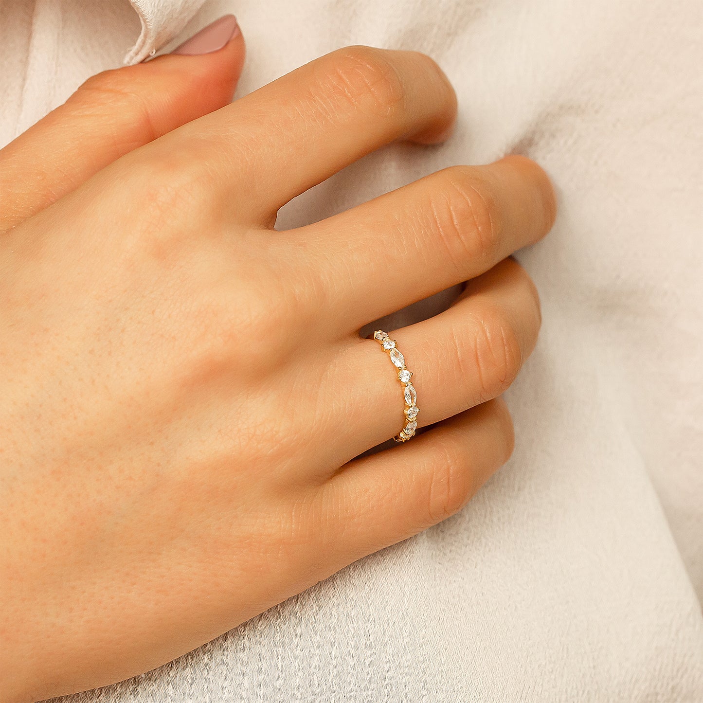 Marquise Band Ring in 14K Solid Gold