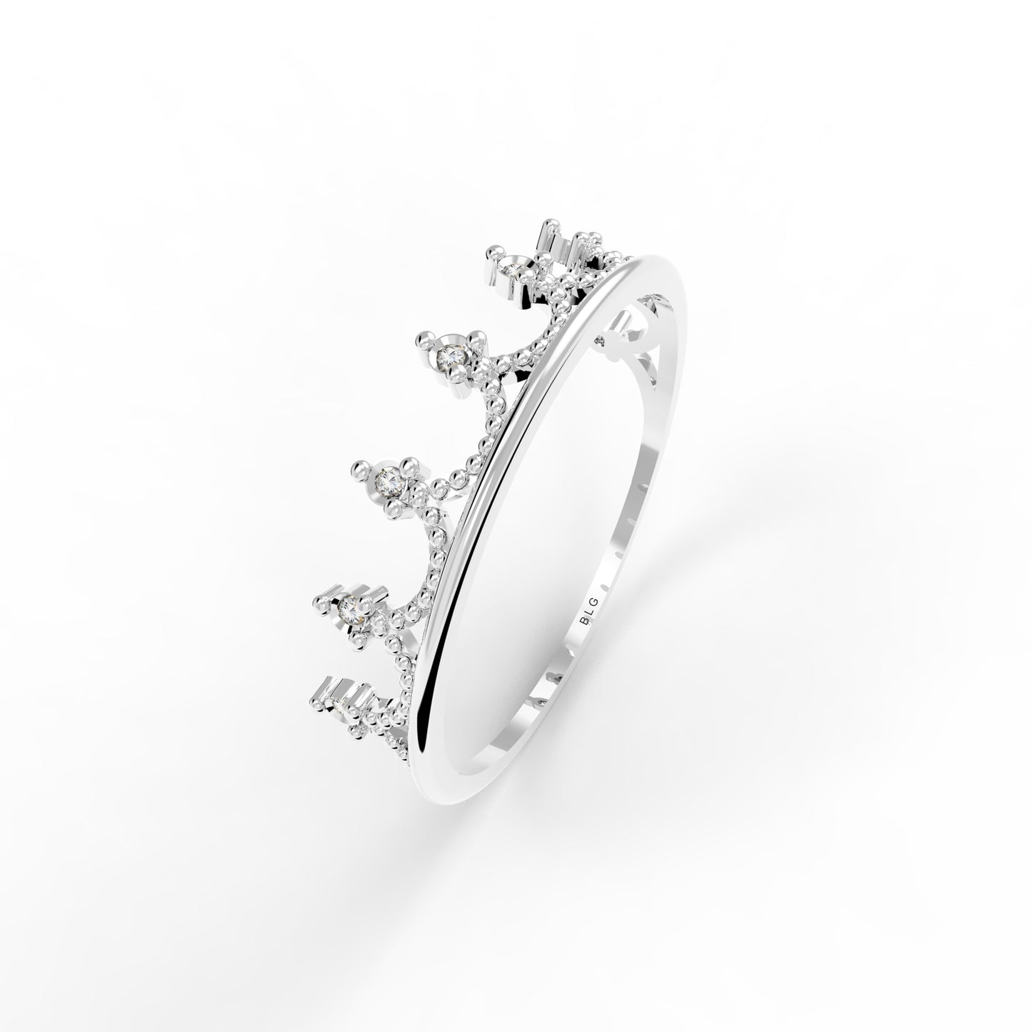 10k Solid Gold Diamond Tiara Ring