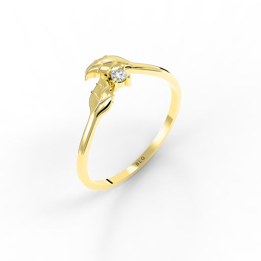 Curved Leaf Wedding Band 14K
