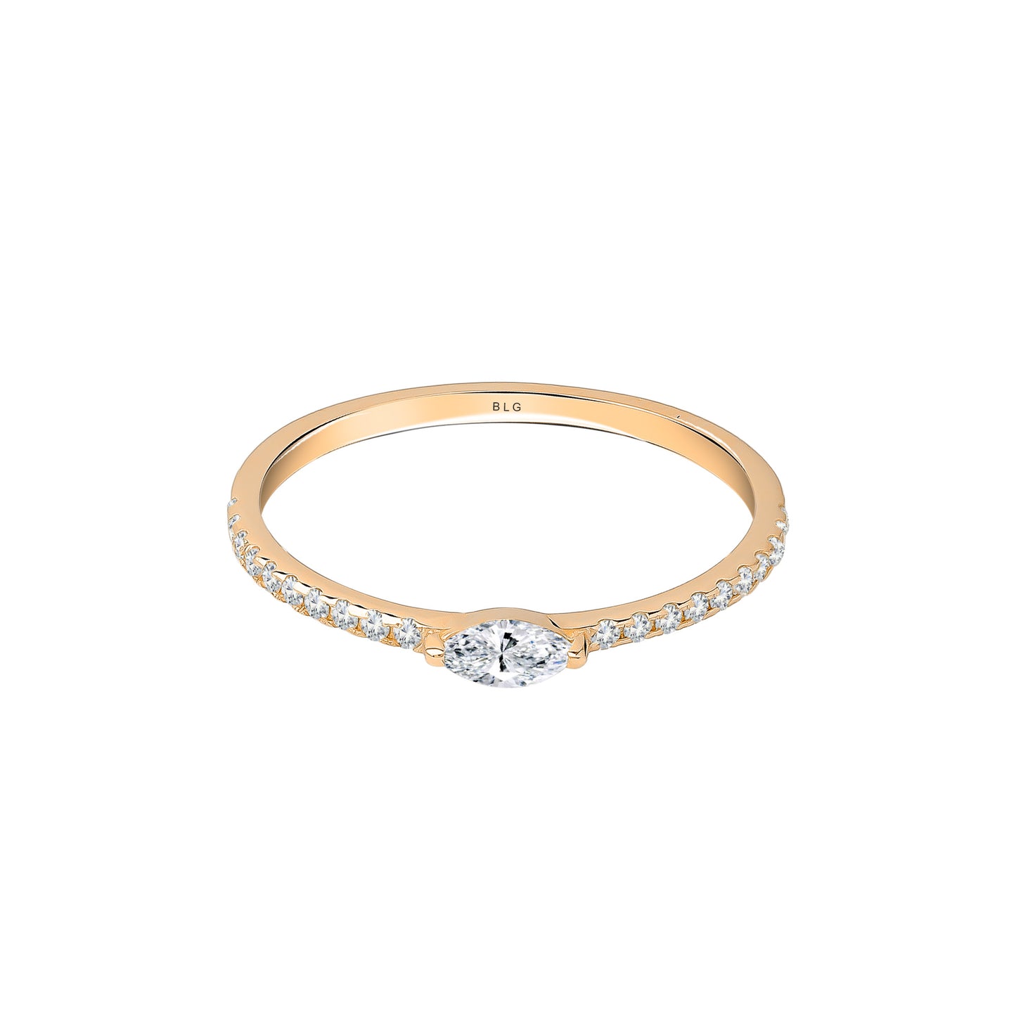 Marquise East West Ring 14K Solid Gold