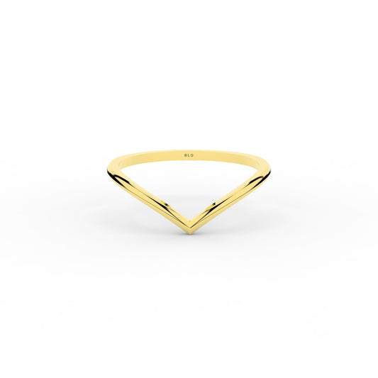 14K Solid Gold Skinny V Ring