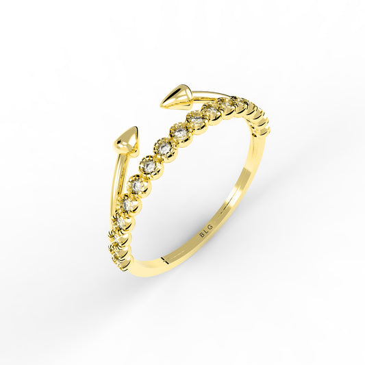 14k Solid Gold Bezel Arrow Ring