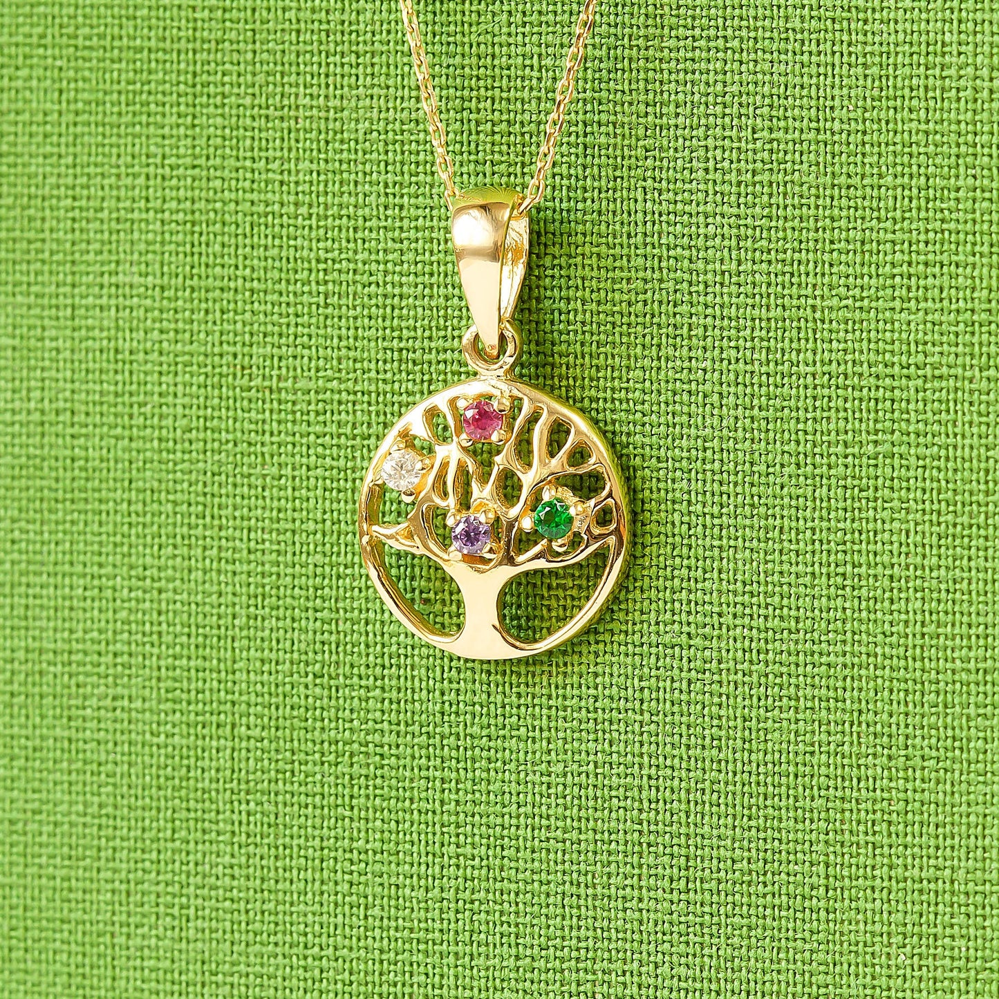 14k Solid Gold Tree of Life Necklace Pendant, Diamond Family Medallion Tree Pendant Necklace, Gold Tree Necklace For Women, Nature Pendant