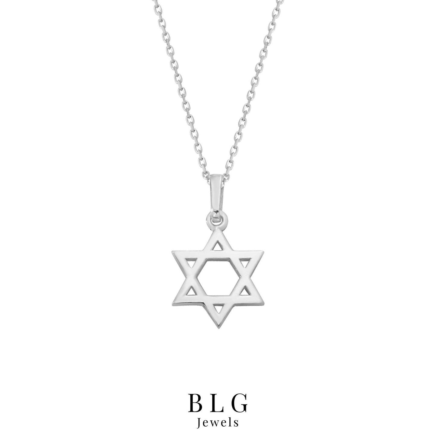 14K Solid Gold Midi Star Of David Necklace, Star Of David Pendant, Dainty Jewish Star Charm, Gold Religious Necklace, Magen David Pendant