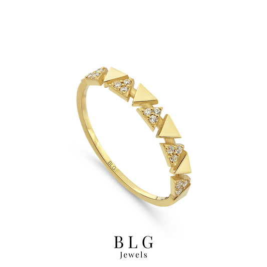 14K Gold Triangle Ring with Zircon