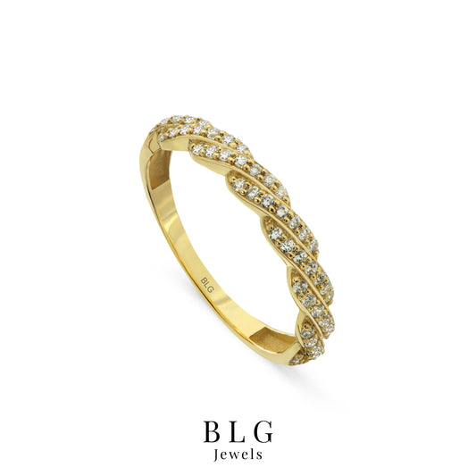 14K Gold Twisted Zircon Ring