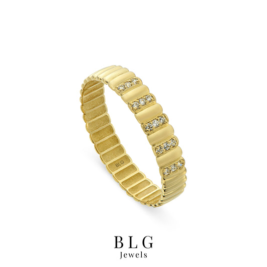 14K Gold Zircon Band Ring