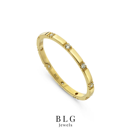 14K Gold Rectangle Zircon Band Ring