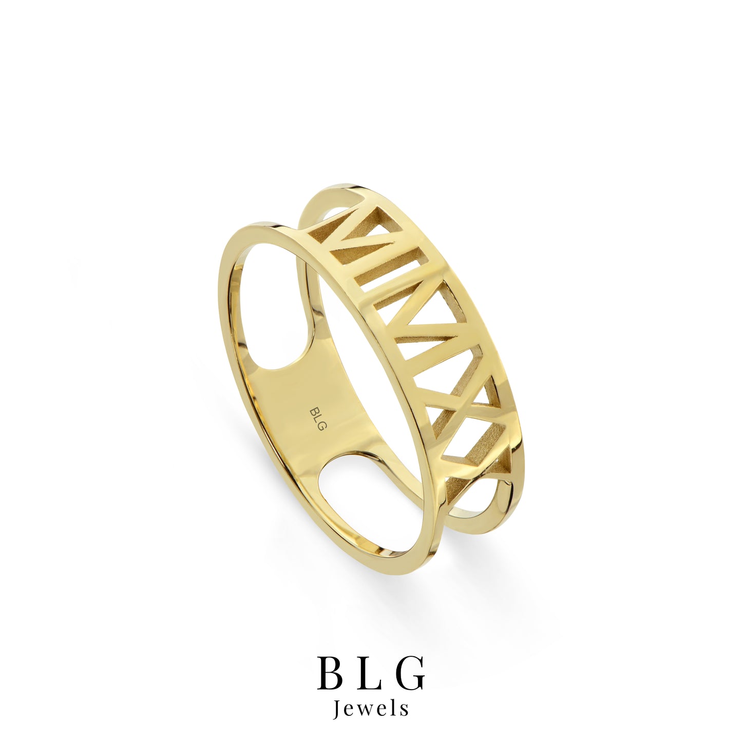 14K Roman Numeral Cutout Solid Gold Ring