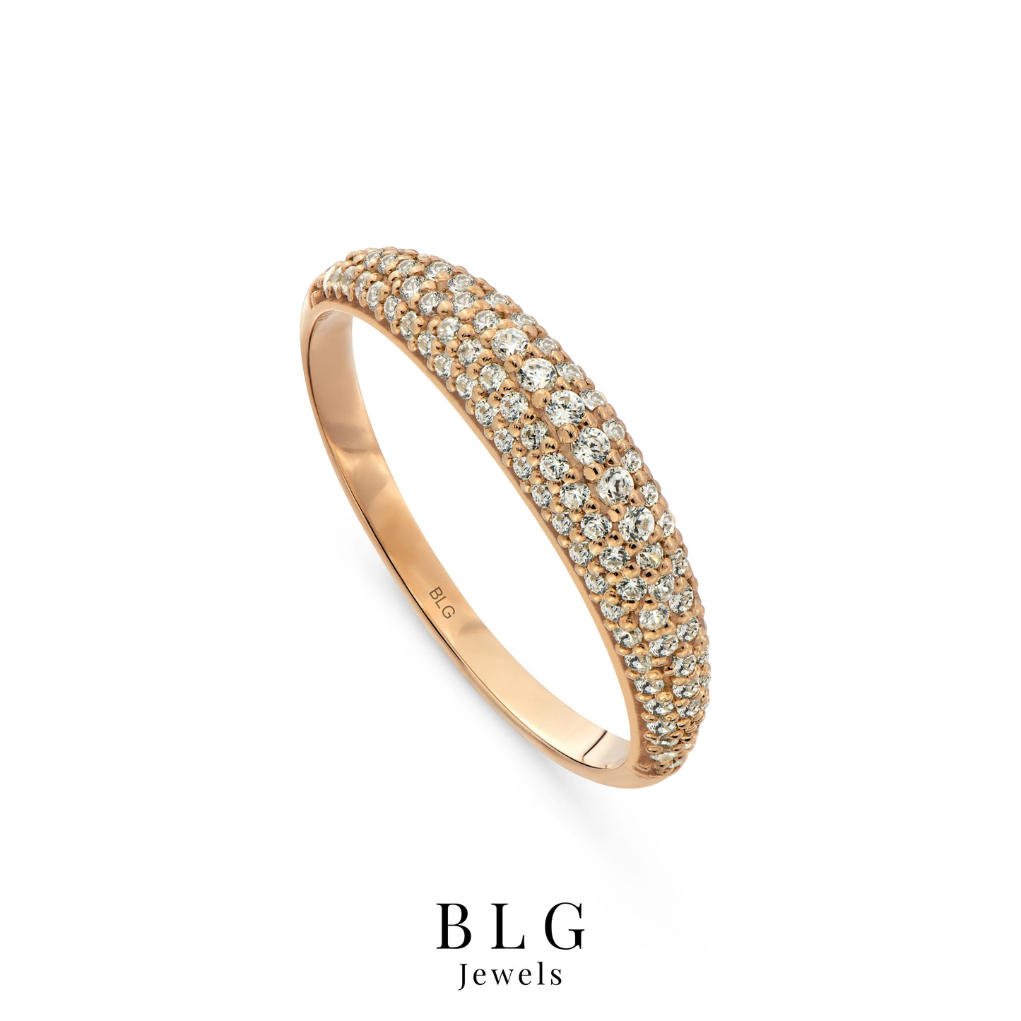 14K Solid Gold Multi Row Zircon Band