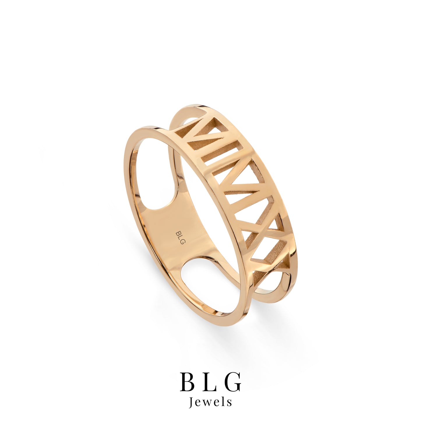 14K Roman Numeral Cutout Solid Gold Ring