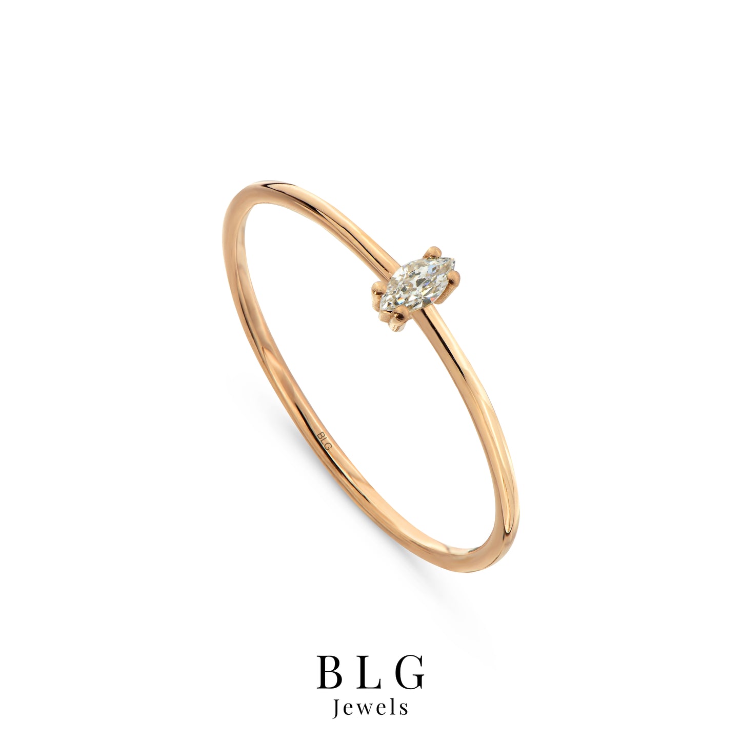 Marquise Solitaire Ring 14K Solid Gold