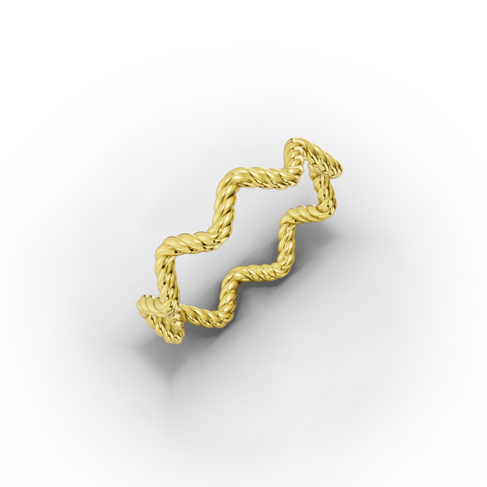 14K Twisted Wave Solid Gold Ring