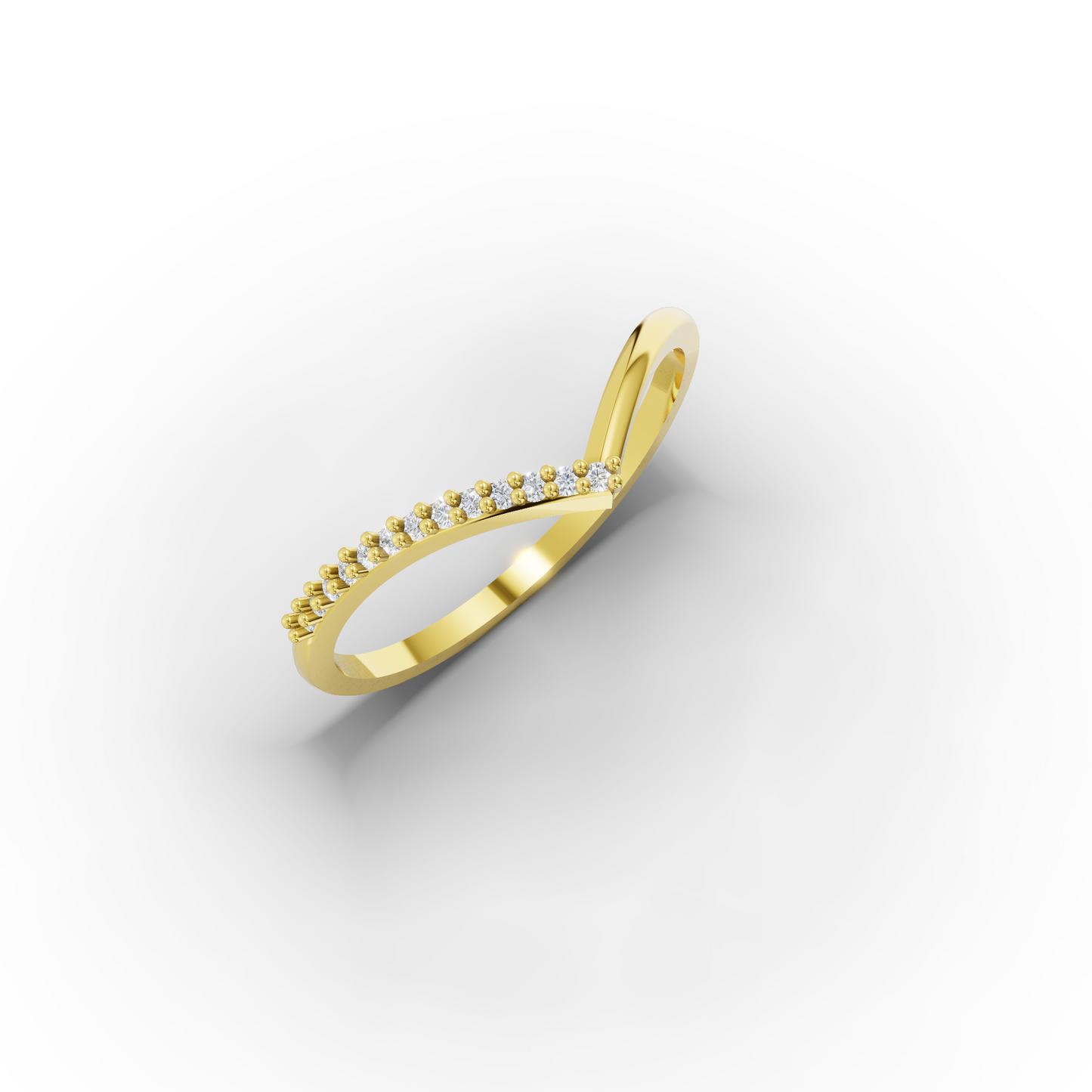 14K Chevron Zircon Gold Ring