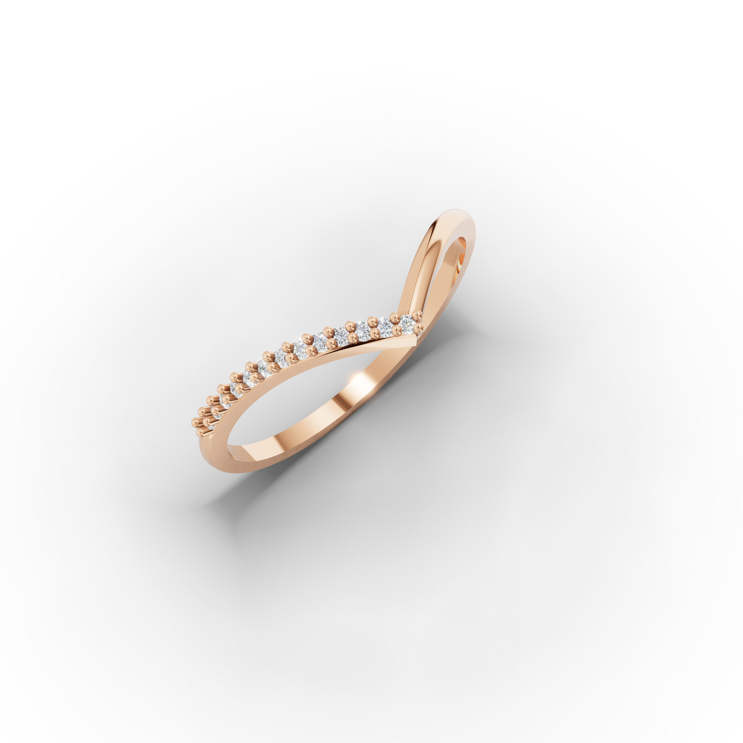 14K Chevron Zircon Gold Ring