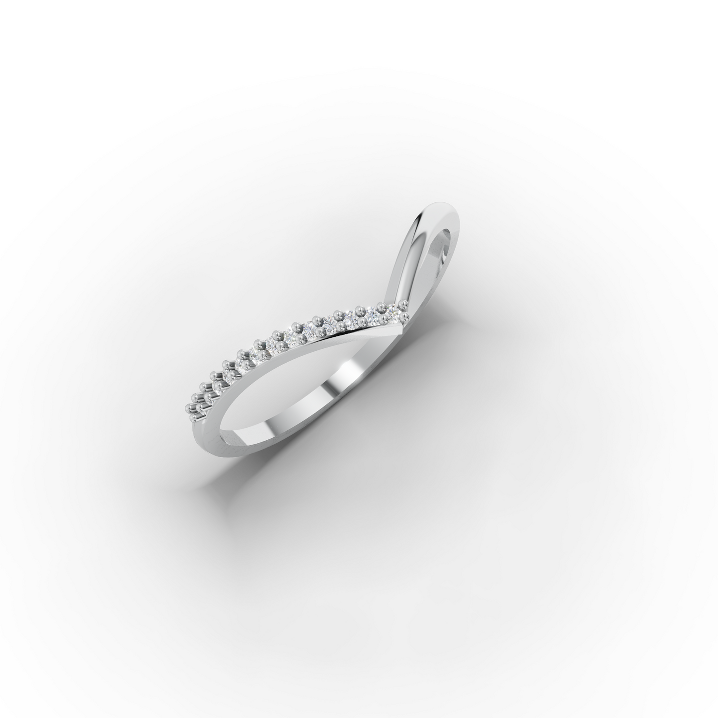 14K Chevron Zircon Gold Ring